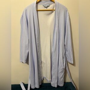 Hill House Drew Robe Light Blue and White Gingham size L